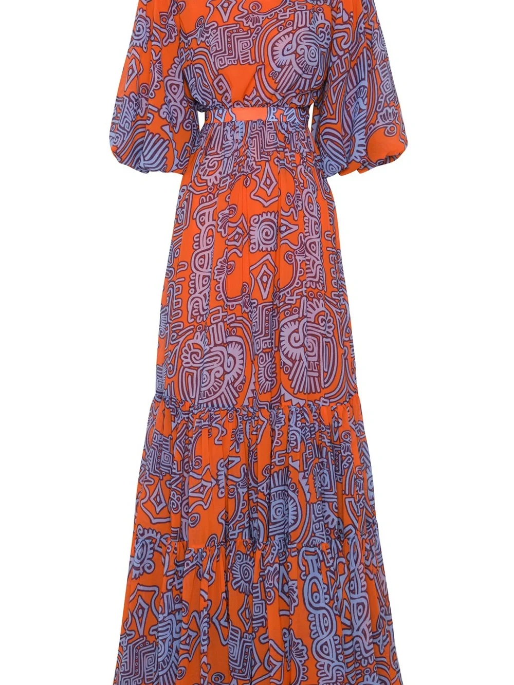 Andres otalora TIKUNA OFF-THE-SHOULDER CHIFFON MAXI DRESS IN PRINT NWT Size M - Picture 6 of 16